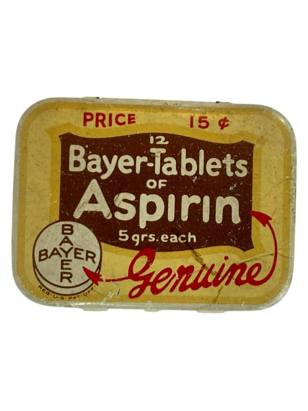 Vintage Bayer Tablets Of Aspirin Medicine Tin Pharmaceutical Antique